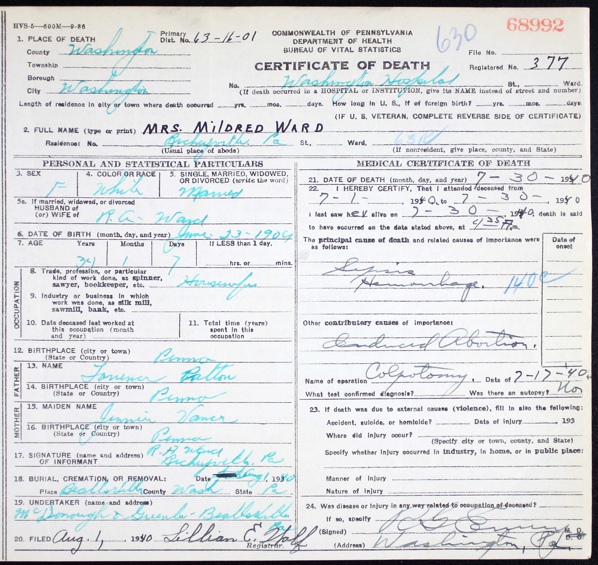 Mildred V. Ward